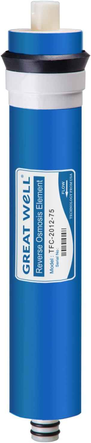 iSpring RCC7AK Under Sink Reverse Osmosis Drinking Water Filter System with Alkaline Remineralization-Natural pH, White & MC7 Reverse Osmosis (RO) Membrane Replacement 75 GPD, 11.75” X 1.75”, Blue