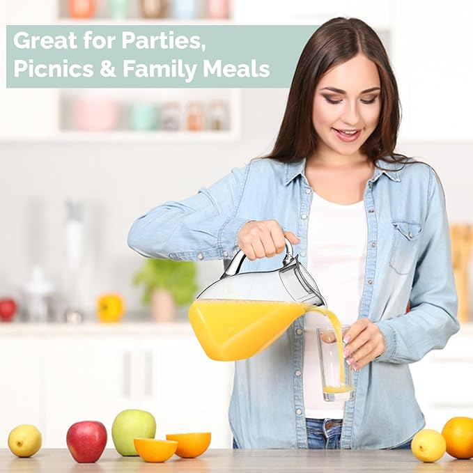 MosJos Acrylic Pitcher (72 oz), Clear Plastic, Water Pitcher with Lid, Shatterproof, BPA-Free Clear Pitcher, Ideal for Sangria, Lemonade, Juice, Iced Tea & More