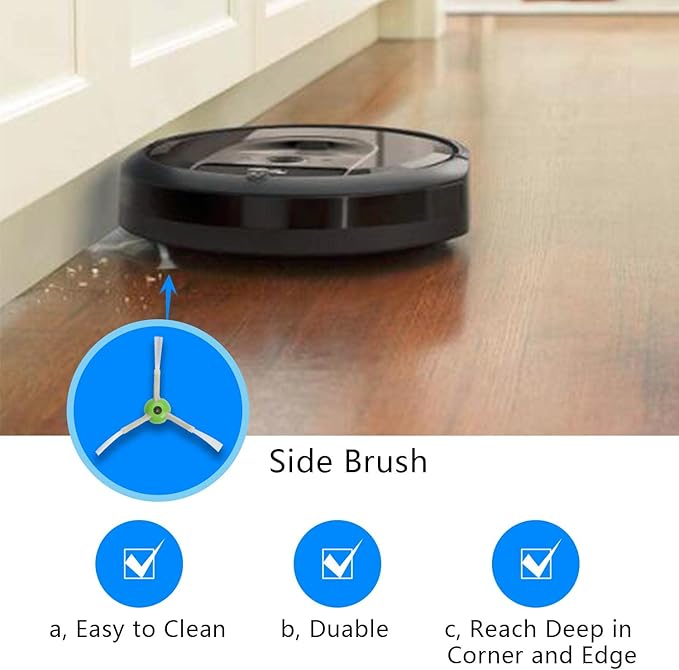 2 Set of Roller Brush & 10 Filters & 4 Mop Pads & 10 Side Brushes Replacement Parts Accessories Compatible with iRobot Roomba Combo J7 J7+ J9+ 10 Max Robot Vacuum Cleaner, - AquaVibe