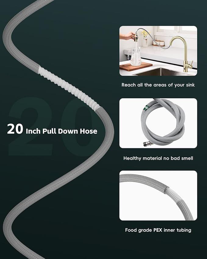 APPASO Gold Kitchen Faucet Touchless, Hands Free Sink Faucets with Soap Dispenser and Pull Down Sprayer 3 Modes, Motion Sensor Faucets for 1 to 4 Holes Sink with Deck Plate, High Arch & Single Handle