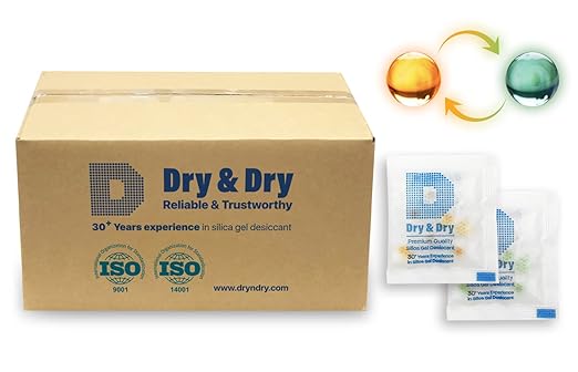 Dry & Dry 3 Gram [6000 Packets] Orange Mixed Premium Pure Silica Gel Packets Desiccant Dehumidifier - Food Safe Rechargeable Silica Gel Packs Desiccant Packs