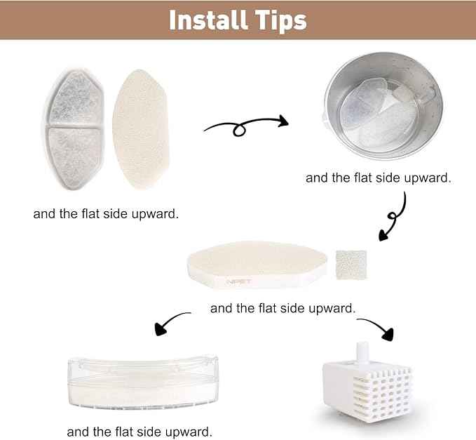 NPET Upgraded Design 4 Pack Replacement Filters for N280 Glass Pet Water Fountain Cat Water Dispenser