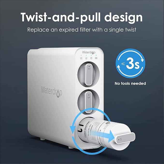 Waterdrop 2TSPP, TSUF, TSCT Under Sink Water Filter, Replacement for Waterdrop TSU Ultra-Filtration Under Sink Water Filter System