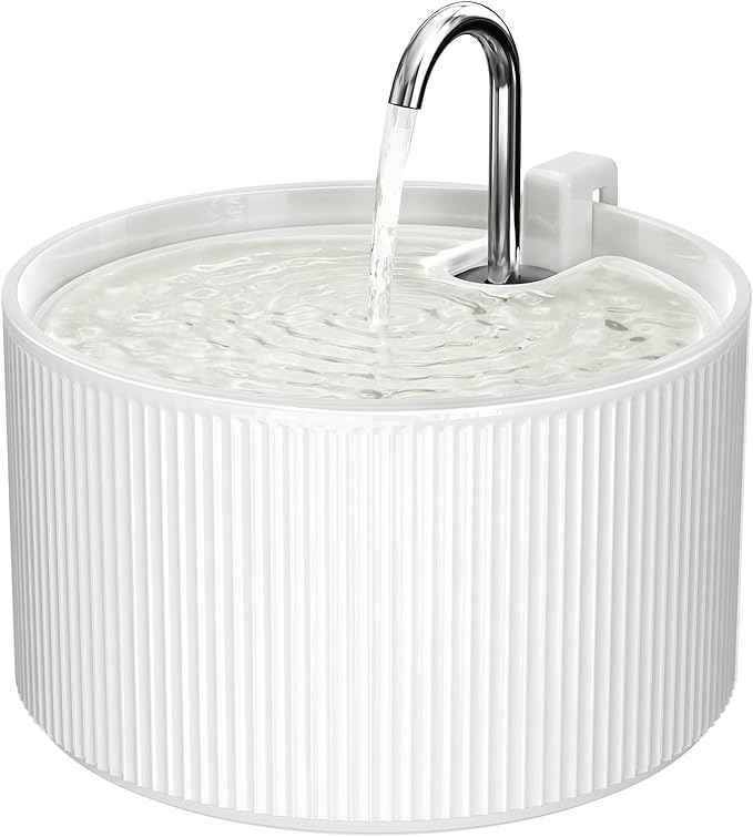 Voluas Ceramic Cat Water Fountain, 2.2L/74oz Cat Fountains for Drinking Indoor, Automatic Pet Water Dispenser with Ultra-Quiet Pump and Replacement Filter, Kitty Watering Supplies, Easy Clean BPA-Free
