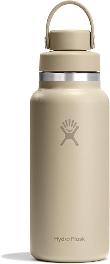 Hydro Flask Water Bottle - Insulated Stainless Steel - Wide Mouth Flex Chug Lid, Non Spill, Leakproof in 32 Oz Tonal Oat Tan