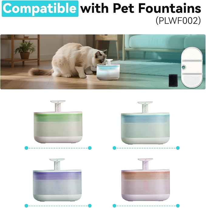 32 Packs for Petlibro Cat Water Fountain Filters Replacement, Compatible with PETLIBRO Capsule Cat Water Fountain PLWF002 (16 Replacement Water Filter + 16 Pre-Filter Sponges)