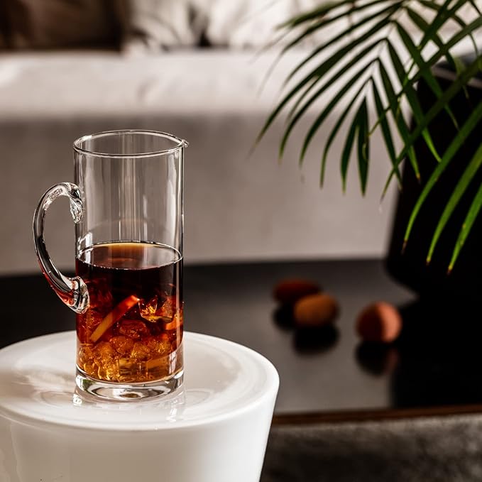 Krosno Glass Water Juice Pitcher Jug, 44 oz, Glamour Collection, Perfect for Home Restaurants and Parties, Fridge Safe, Made in Europe