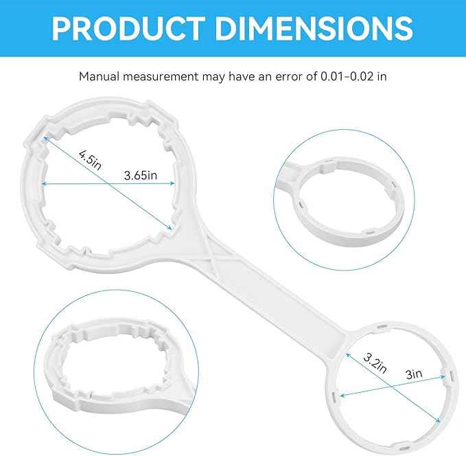 F164003 4.5" Dual Housing and RO Membrane Filter Housing Wrench for Premier WP-4V/WP5/WP-RO-4/WP-RO-3, iSpring RCC7/RCC7AK/RCC7P, APEC Water Systems ROES-50/ROES-PH75, Home Master TMAFC-ERP/RO