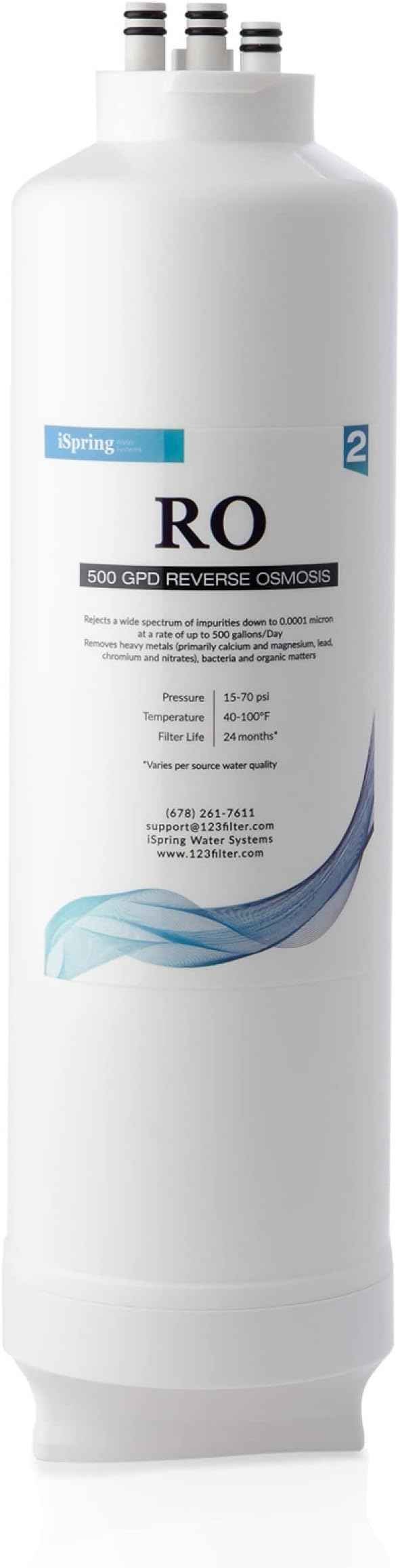 iSpring MRO500 High Flow RO Membrane Replacement Filter for Tankless Reverse Osmosis Water Filtration System RO500, 500 GPD