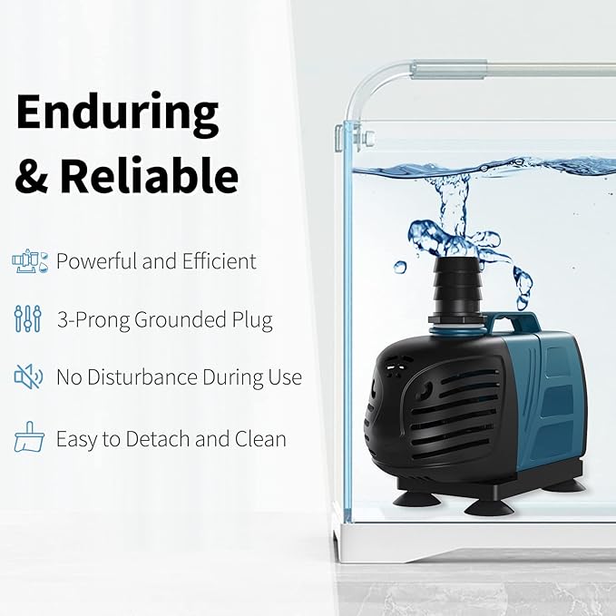 Uniclife Aquarium 1000 GPH Submersible and Inline Water Pump 80W 10ft High Lift AC 120 V Quiet Return Pump with 10 ft. Power Cord for Large Fish Tanks Pond Waterfalls Fountains Sumps and Gardens - AquaVibe