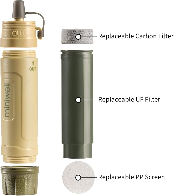 miniwell Gravity Water Purifier Straw Fairly Light and Easily Packed. Multi Use for Group Camping and Famliy Emergency Prepardness