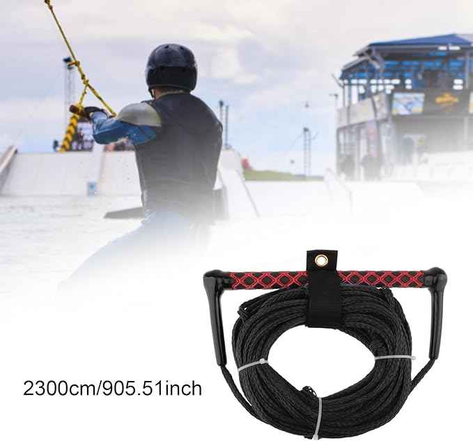 Water Ski Rope Wakeboarding Tow Line with Handle Grip Heavy Duty Water Ski Tow Rope Wakeboard for Surfing Accs, Black Rope