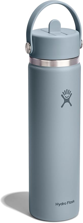 Hydro Flask Water Bottle - Insulated Stainless Steel - Wide Straw Lid, Non Spill, Leakproof in 24 Oz Shale Gray