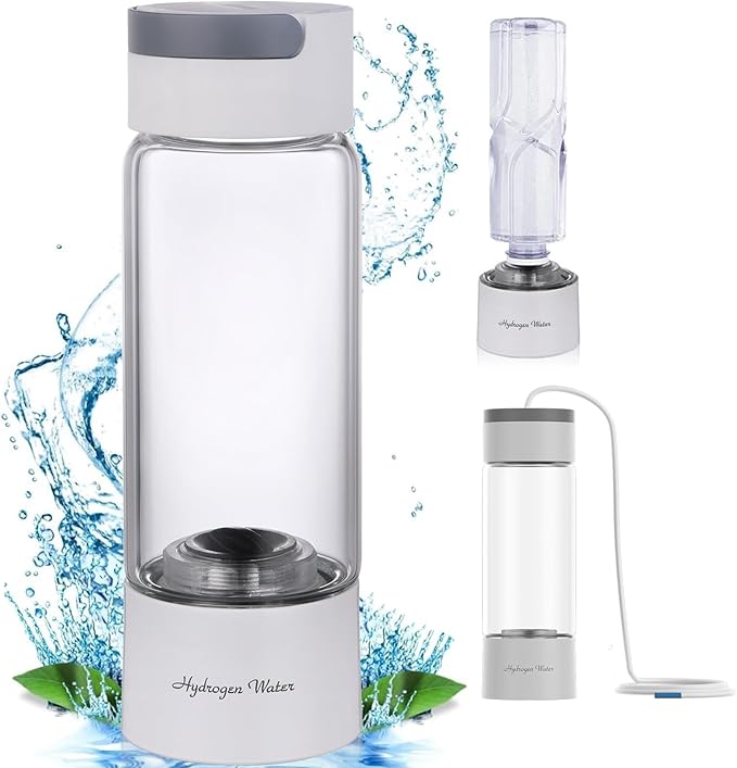 Hydrogen Water Generator, 3-in-1 Portable Healthy Hydrogen Water Bottle with Inhaler, Up to 3000PPB, USB Rechargeable, for Home Travel