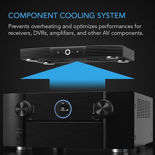 AC Infinity AIRCOM S6, Quiet Cooling Blower Fan System 12" Rear-Exhaust for Receivers, Amps, DVR, AV Cabinet Components