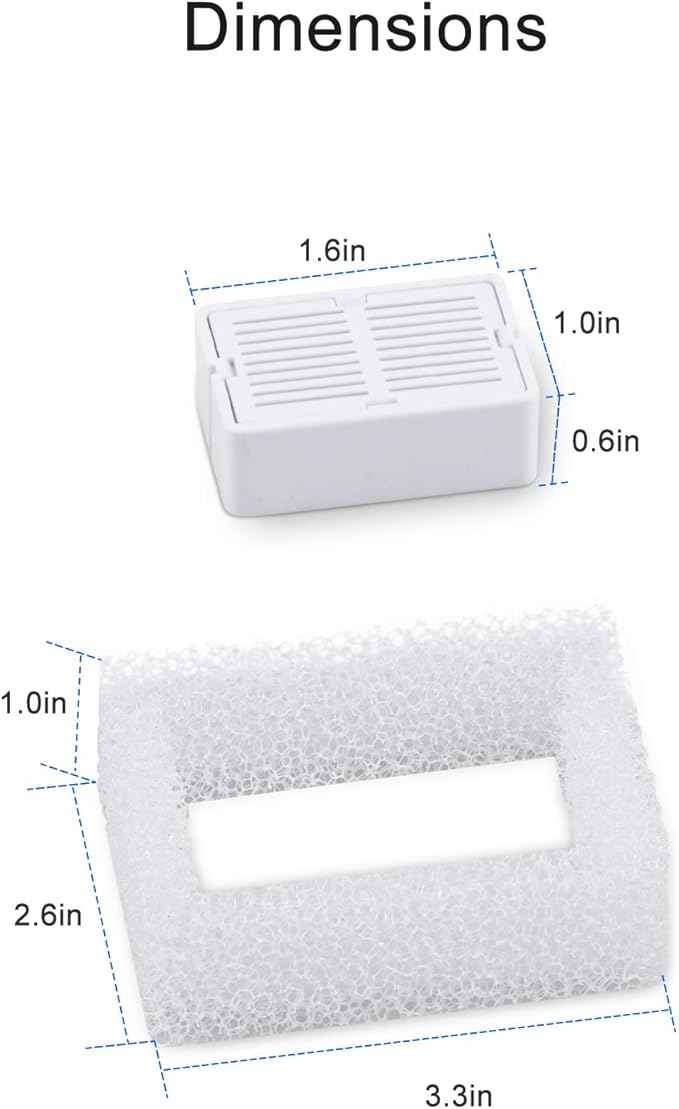 Wonder Creature Cat Water Fountain Filter, 8-pack Replacement Pre-Filter Sponges for Aurora, Cupcake, and 360° Stainless Steel Pet Fountain, Ceramic Dog Water Dispenser Filters