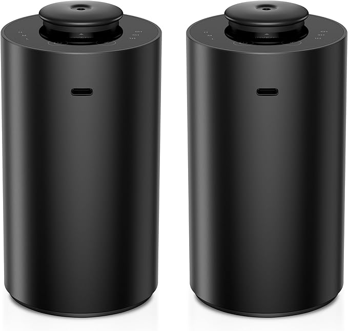 Waterless Essential Oil Diffuser for Home Aromatherapy Scent Diffusers with 1/3/6h Timer Settings or Timer-Off, 3 Mist Levels for Car Room Studio Office, ANX Premium Metal Black 2 Pack