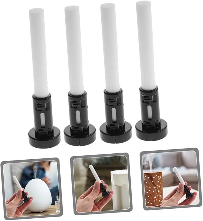 4sets Humidifier Replacement Wicks with Plastic Support Base for Optimal Humidification Cotton Stick Filter Holder Designed for Easy Replacement and Maximum Moisture Absorption - AquaVibe