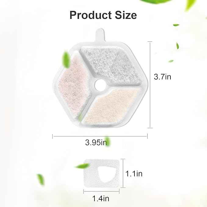 Pet Water Fountain Filters Replacement for 152oz/4.5L Wireless Cat Water Fountain PTM-643, 9+9 Packs Packs Replacement Filters Sponges Sets