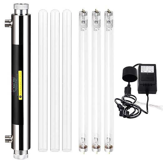 Geekpure Whole House UV 6 GPM Water Filter System with 3 UV Filter + 3 Quartz Sleeve (25 Watt)