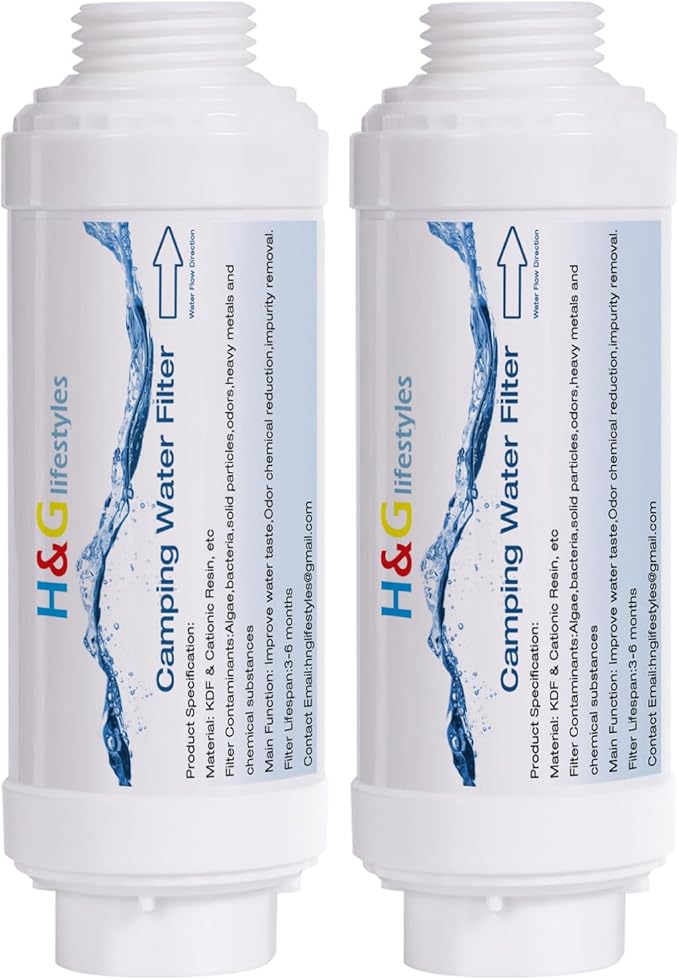 H&G Lifestyles Inline Water Softener, Calcium Inhibitor Filter for Garden Hose, Hose Filters for Drinking Car Washing, Soft Water Filtration System for Hot Tub Swimming Pool(2 Packs)