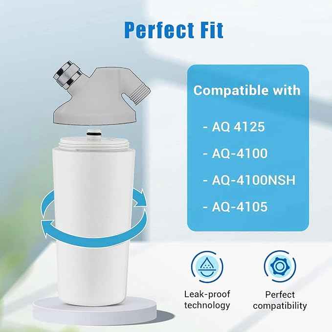 3Pcs AQ-4125 Shower Water Filter, Compatible with Aquasana AQ-4125、AQ-4100、 AQ-4100NSH、 AQ-4105, with Advanced KDF Filtration Material, Filters Over 90% of Chlorine.