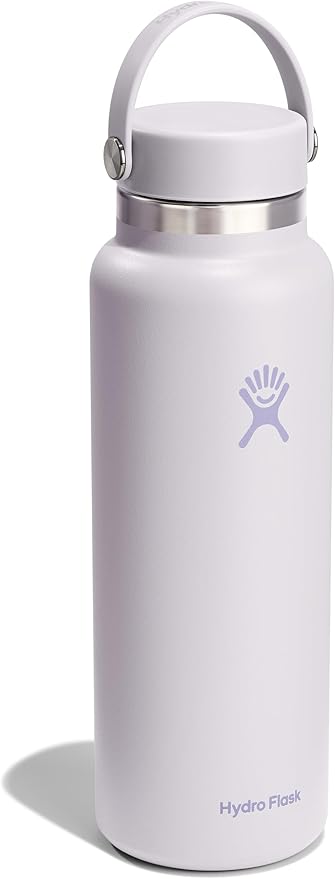 Hydro Flask Water Bottle - Insulated Stainless Steel - Wide Mouth Flex Lid, Non Spill, Leakproof and Refillable in 40 Oz Cloud Pink