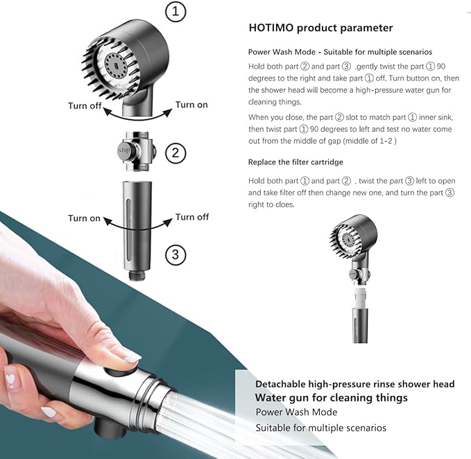 Filtered Shower Head with Handheld - High Pressure 3 Spray Modes Showerhead with Filters, 12 Replaceable Water Softener Filters for Hard Water | Ion Shower Drops Head with 75" Anti-Burst Hose