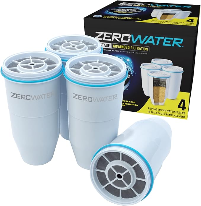 ZeroWater Official 5-Stage Water Filter for Replacement & 20 Cup 5-stage Water Filter Dispenser, NSF Certified To Reduce Lead, Other Heavy Metals And PFOA/PFOS, White And Blue