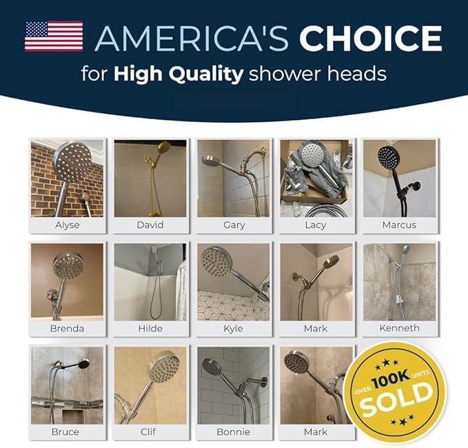 HammerHead Showers® Solid Metal LOW FLOW Handheld Shower Head with Hose and Brass Holder - BRUSHED NICKEL – Water Saving 1.75 GPM Detachable Shower Head - Adjustable Shower Wand Bracket & 6ft Hose