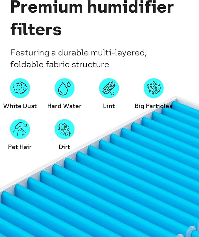 Leemone 12-Pack 6000S Humidifier Wick Filter Replacement for LEVOIT Superior 6000S Smart Evaporative Humidifier, Effectively Capture Large Particles and Minerals