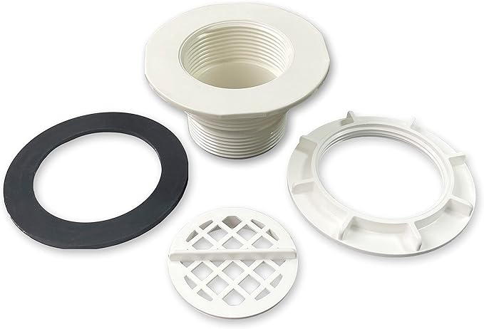 Threaded Inlet Strainer Kit for Stock Tank Pools,Stock Tank Pool Filter Kit, Intex Pool Accessories, Includes Rubber Washer, Strainer Nut and Grid, Fits Intex Filter Pumps with 1-1/2" Hoses - AquaVibe