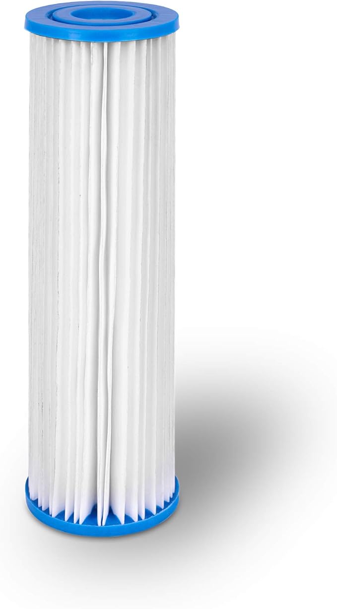 Pleated Sediment Water Filter Cartridge 9.87”x 2.5” Amplified Surface Area, Removes Sand, Dirt, Rust, Extended Filter Life WELL-MATCHED with WHKF-WHPL, 801-50, WB-50W, WFPFC3002, SPC-25-1050 (4 Pack)