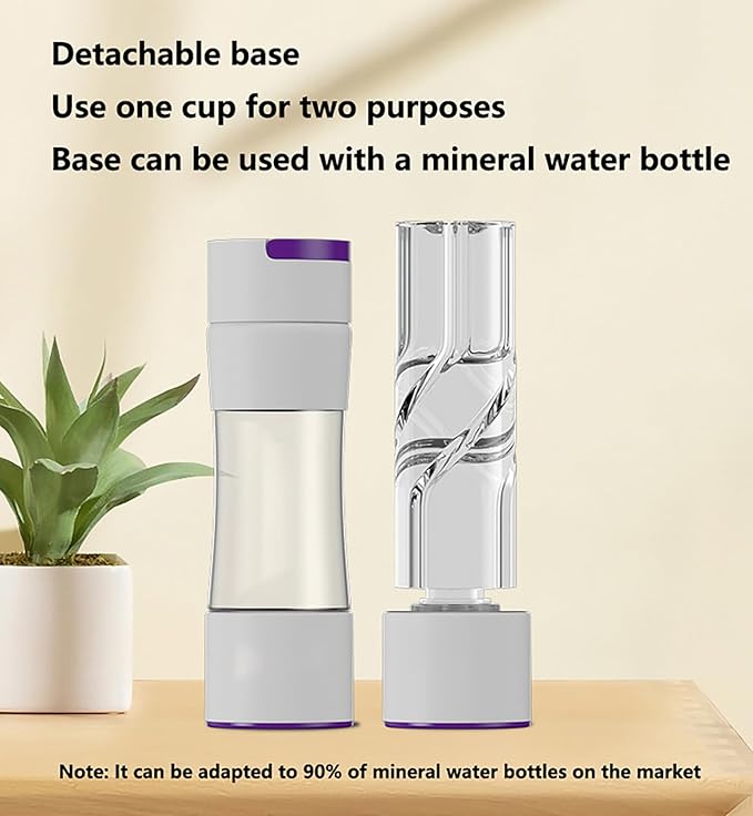 420ml Glass Hydrogen Water Bottle – Rechargeable PEM Hydrogen Water Generator with USB Charging, Smart Electric Water Ionizer for Travel, Fitness & Daily Hydration (White/Black) White