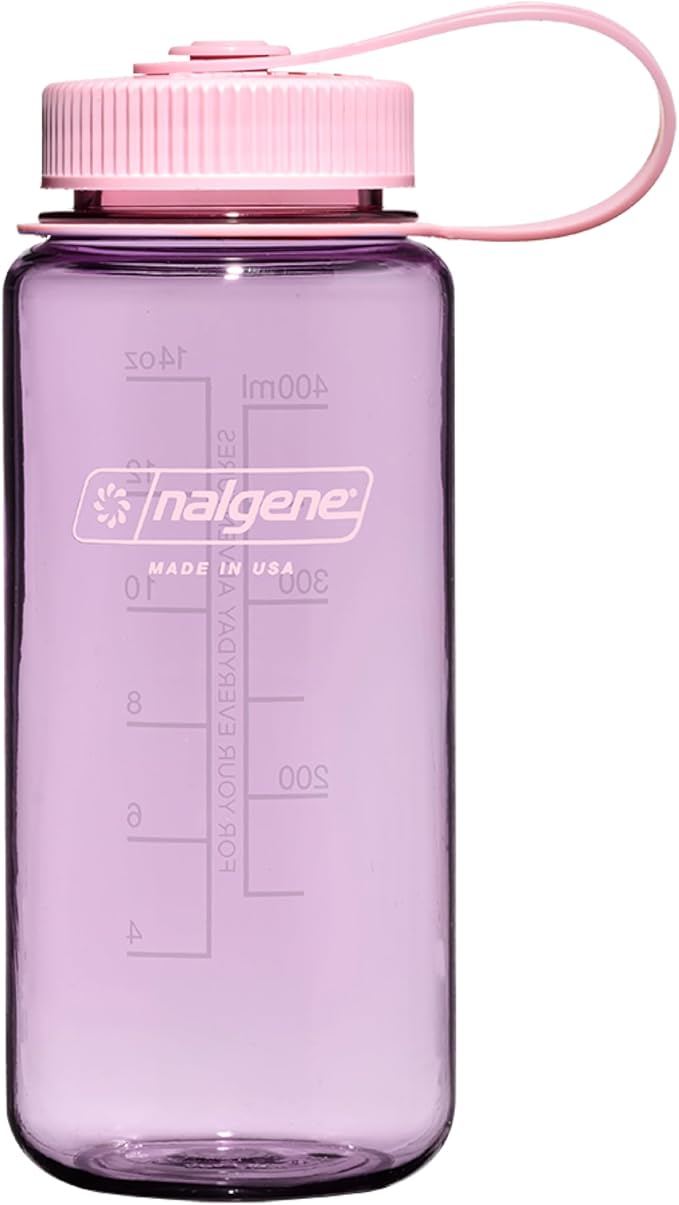 Nalgene 16 oz Wide Mouth Water Bottle | BPA-Free, Durable & Leak Proof, Lightweight Travel Bottle, Fits In Cupholders, Cherry Blossom