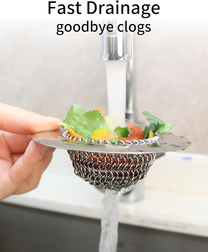 TRAPMATE Kitchen Sink Drain Strainer, Stainless Steel Sink Drain Strainer, 4.4 inch Sink Strainer Basket, Upgrade Anti-Clogging Garbage Disposal Strainer For US Standard Kitchen Drain, Dishwasher Safe