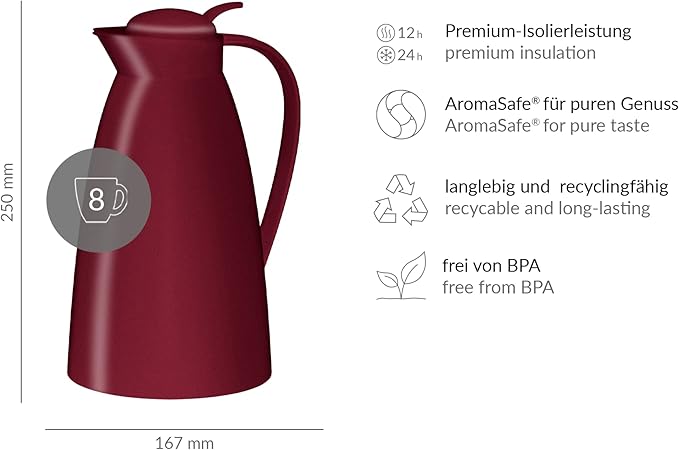 alfi Eco Vacuum jug Ruby Red Mat 1 l