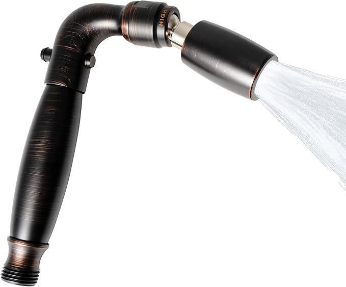 High Sierra® Solid Metal Handheld Shower Head, Lead-Free, with Built-In Trickle Valve. Shower Hose and Holder Not Included. High Pressure 2.0 GPM. Oil Rubbed Bronze