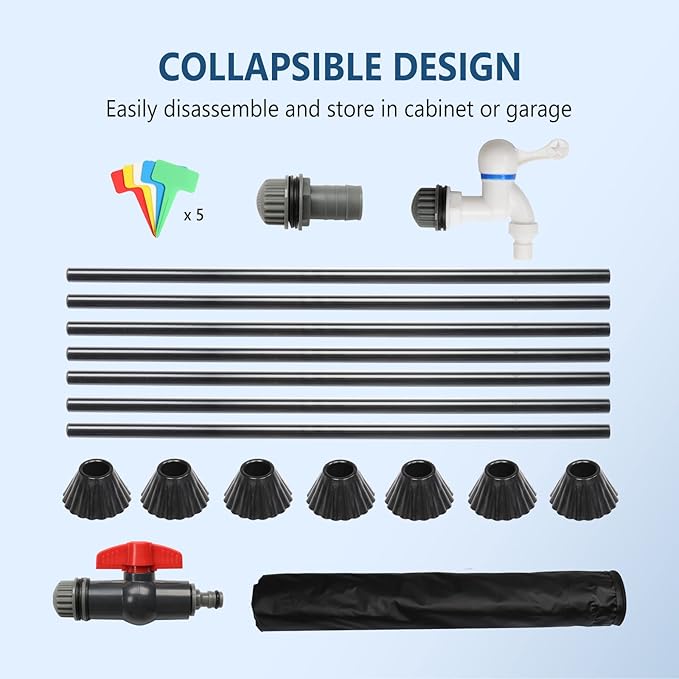 VINGLI Upgraded 100 Gallon Collapsible Rain Barrel, Portable Water Storage Collection System, Weather Proof Sturdy Tank Catcher Container with Filter Spigot Overflow Kit Black