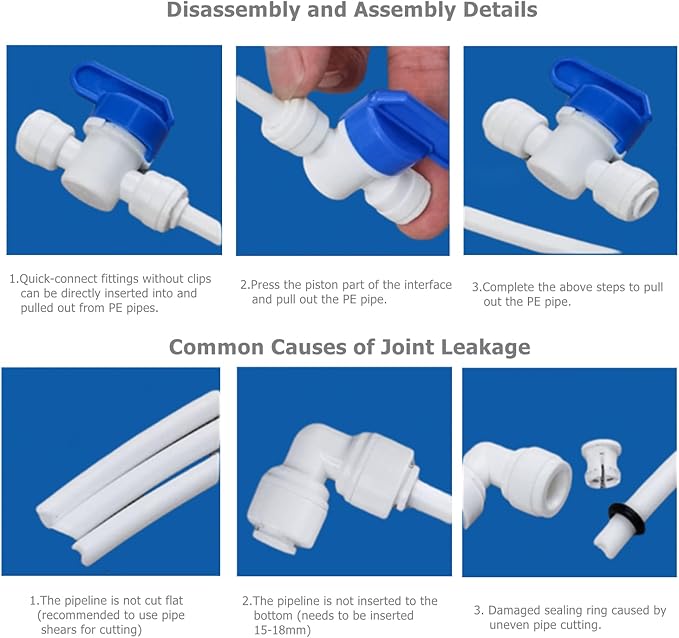10 PCS 3/8" x 3/8" x 1/4" Push Fit T-Shaped 3-Way Tube Connector, Plastic Quick Connect Fittings for RO Water Purification System, Reverse Osmosis, Water Filters (White) - AquaVibe