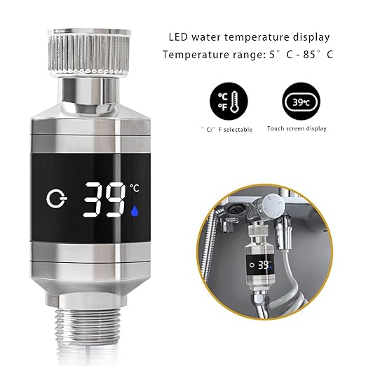 Digital Bathroom Thermometer for Hot Tubs and Shower Faucets – LED Display Water Temperature Tester with Smart Safety Alerts for Baby Bathing and Shower Safety,1pc