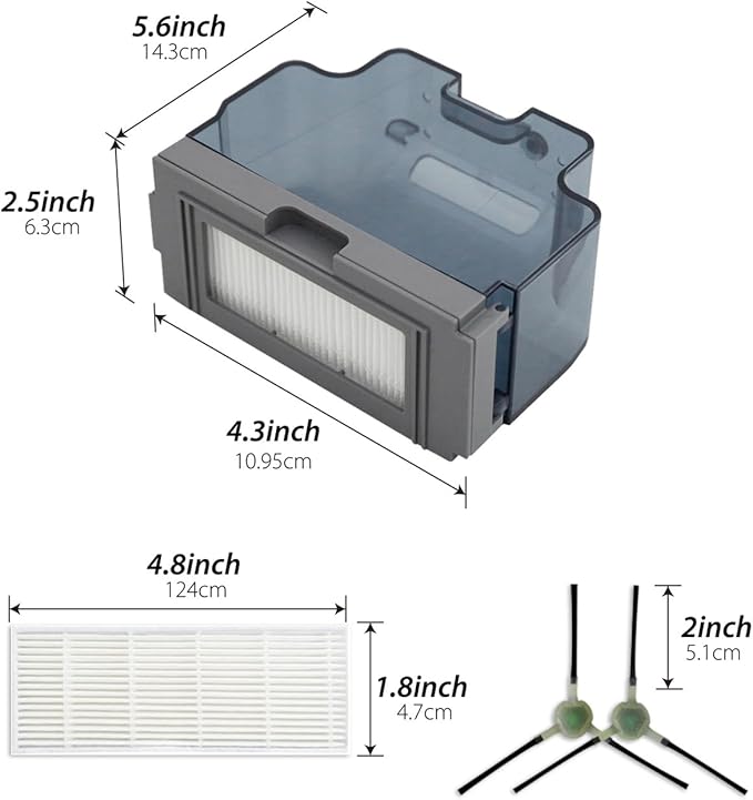 Usoway Robot Vacuum Replacements Parts Fit For Lefant M210/M213/M210b, For Okp K2 K2p K3 K4 K5 L1 K2p Robot Vacuum Cleaner, Vacuum Dust Pan, Side Sweep Edge Brush HEPA Filter (Dustbin-1pc), JCH-1546 - AquaVibe