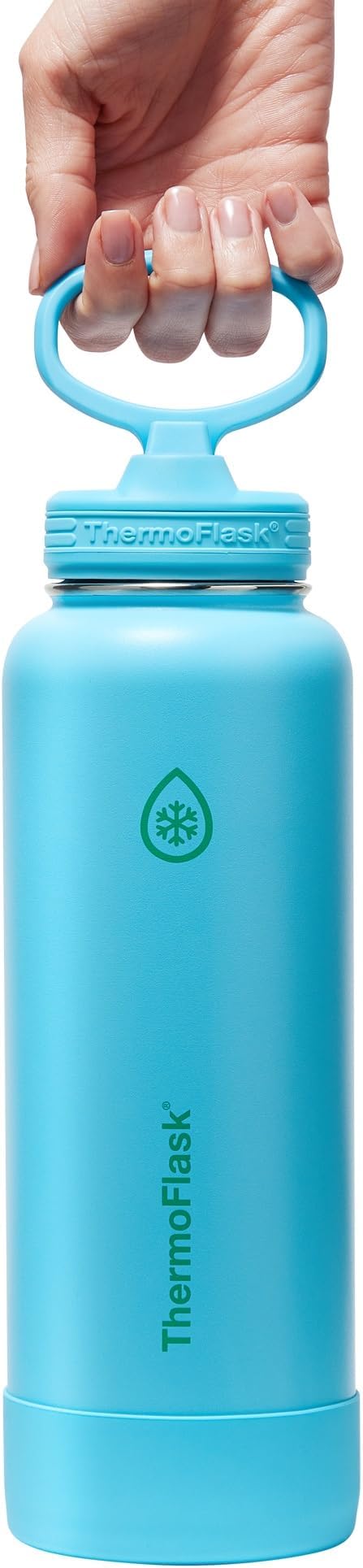 ThermoFlask 40 oz Double Wall Vacuum Insulated Stainless Steel Water Bottle with Straw Lid, Vivid Blue