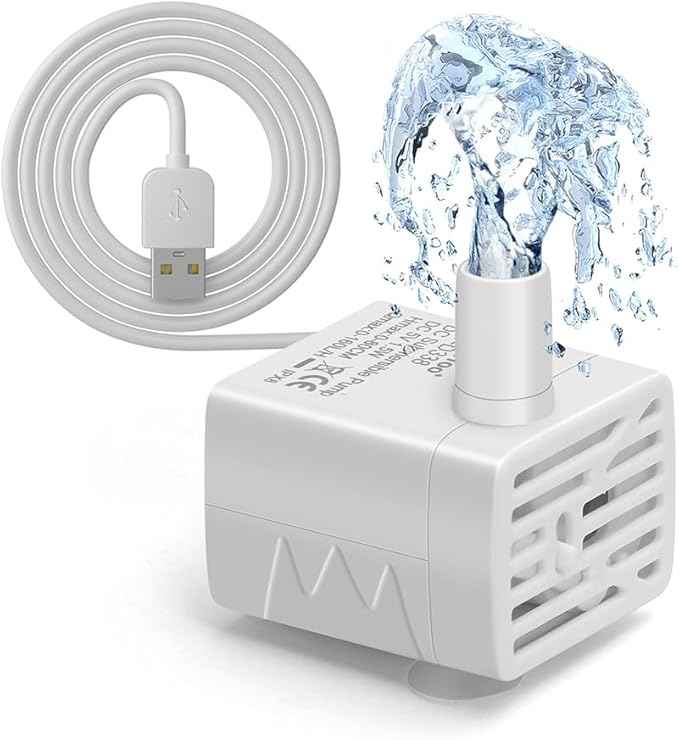 Cat Water Fountain Pump Ultra-Quiet USB 5V Submersible Pet Drinking Fountain Replacement Pump IPX8 Waterproof Cat Water Dispenser Pump