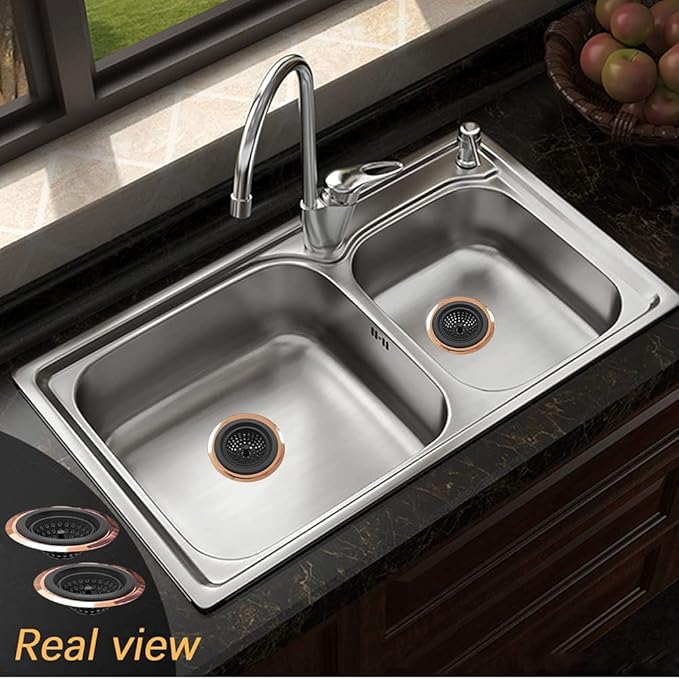 Kitchen Set of 2 Sink Strainers, Flexible Silicone Good Grip Kitchen Sink Drainers, Traps Food Debris and Prevents Clogs, Large Wide 4.5’ Diameter Rim