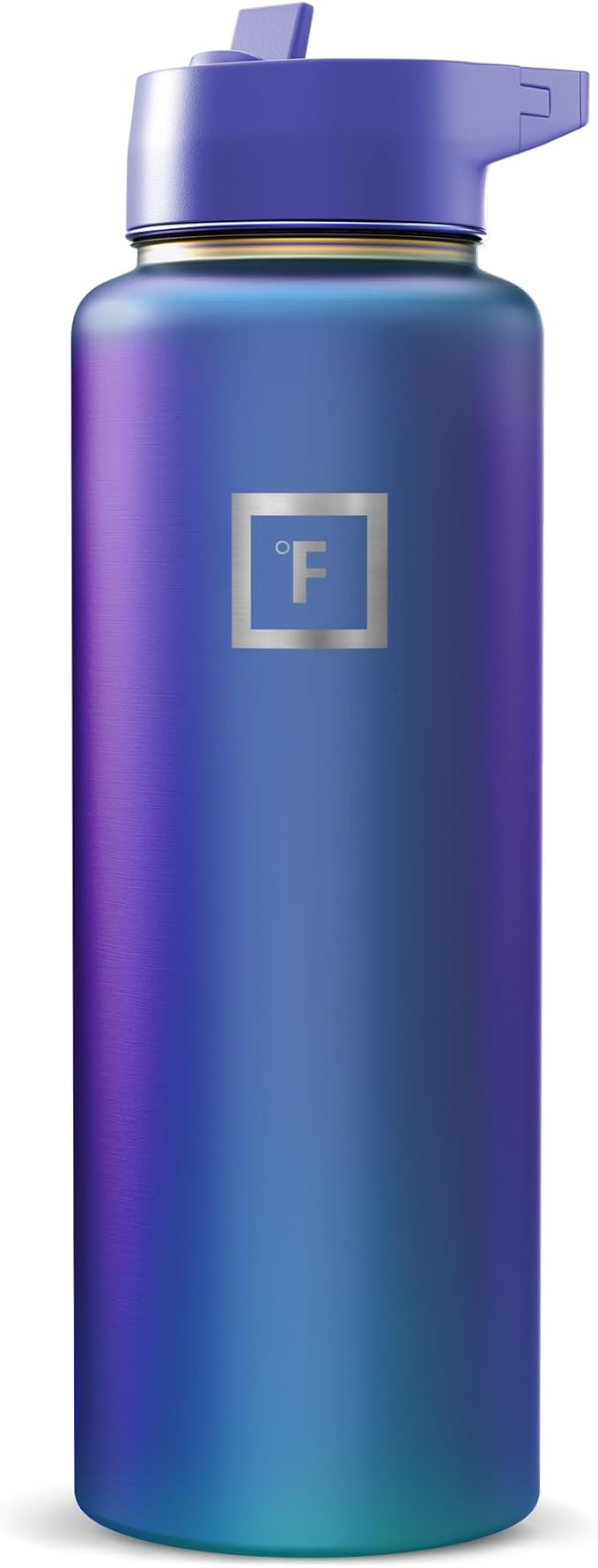 IRON °FLASK Camping & Hiking Hydration Flask with Straw, Wide Mouth Insulated Stainless Steel Sports Water Bottle - Aurora 40 oz - Straw (1 Lid)