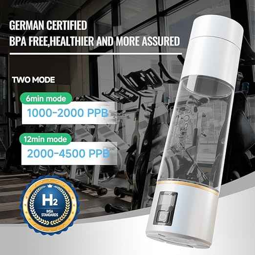 Hydrogen Water Bottle Generator - Up to 5000PPB High Concentration, SPE & PEM Tech for Pure Hydrogen, Portable Rechargeable Ionizer for Travel & Home, Healthy Antioxidant Gift