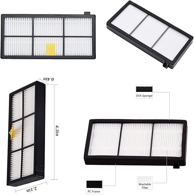 Replacement Parts for irobot Roomba 800 Series 850 860 861 866 870 880 890 900 Series 960 980 981 985 Vacuum Cleaner,Replenishement Kits with 2 Set Extractors,4 Filters,4 Side Brushes - AquaVibe