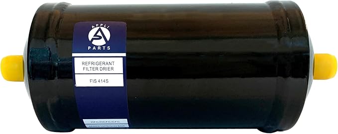 Appli Parts APFD-414S 1/2 in Liquid Line Refrigerant AC Filter Drier hvac Refrigeration 414S ODF Sweat Solder connection universal unidirectional 9-1/2 in long 3-1/2 in wide