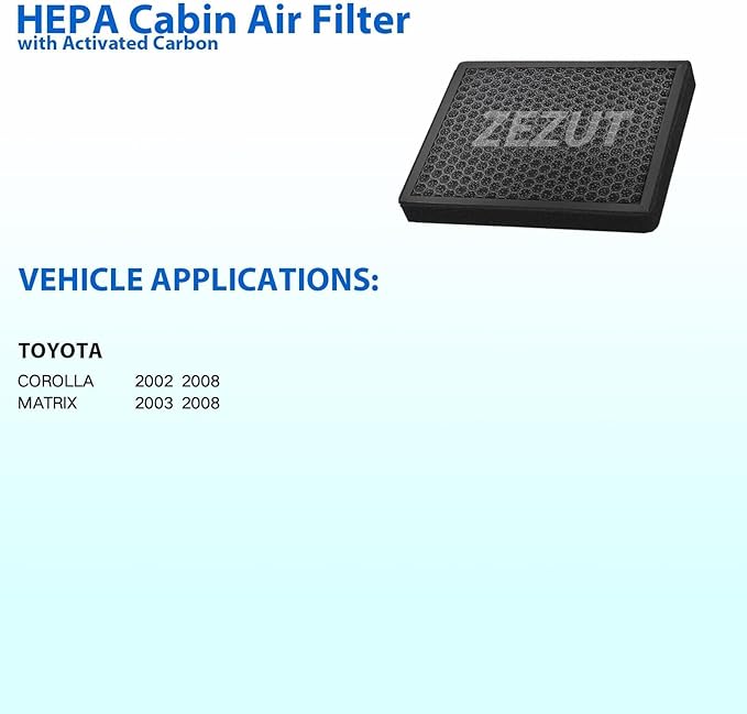 CF10133 Cabin Air Filter Fits Toyota Corolla (2002-2008) and Matrix (2003-2008), Honeycomb Structure with Activated Carbon, Durable and Sturdy (1 Pack)
